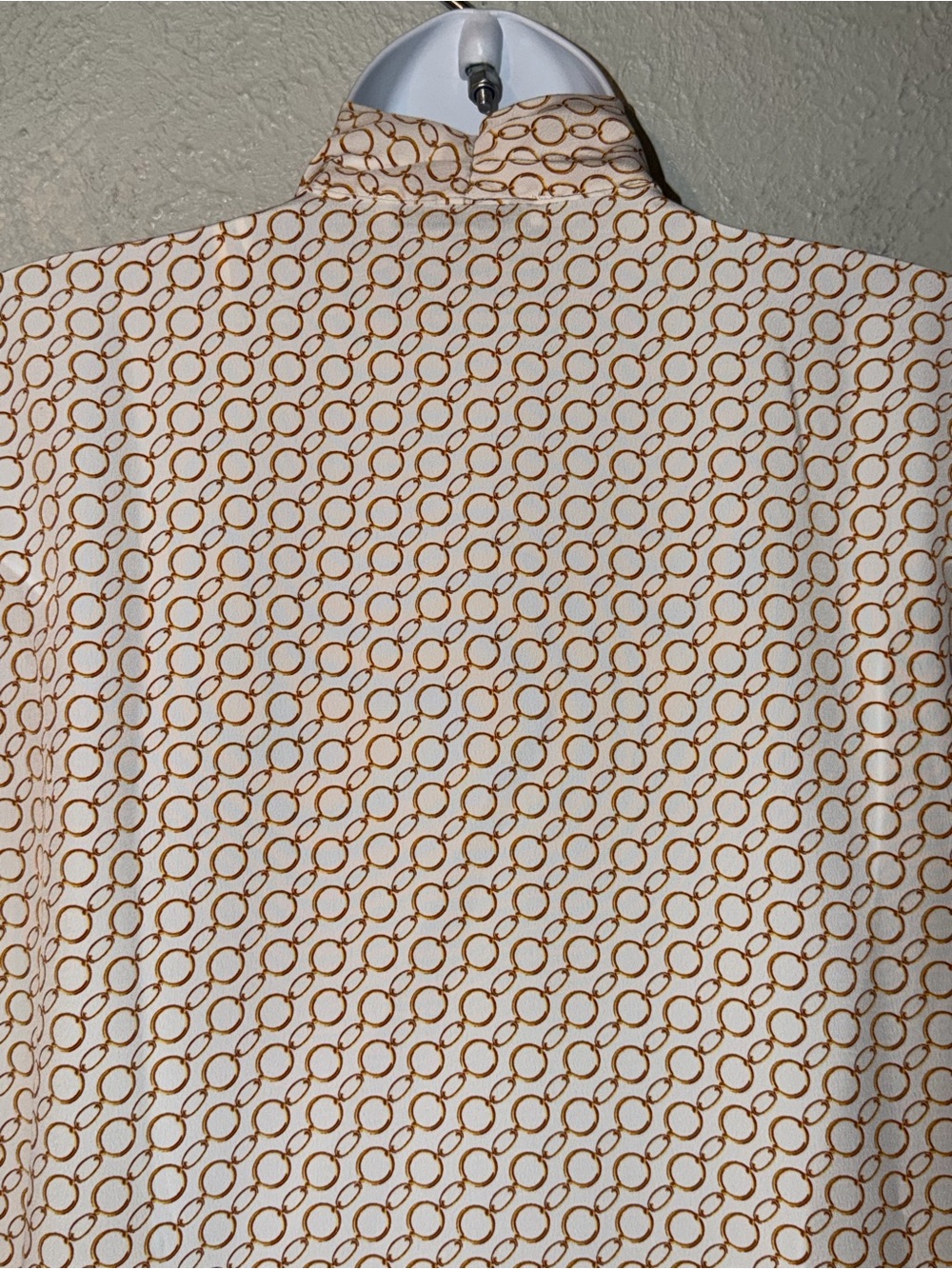 MNG by MANGO Bow Front Tie Chain Link Print Ling Sleeve Blouse Top Women’s Sz 2 - Picture 11 of 14